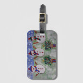 Drei Weihnachtsschneemänner Gepäckanhänger (Vorderseite Vertikal)