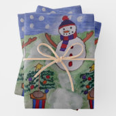 Drei Weihnachtsschneemänner Geschenkpapier Set (Beispiel)