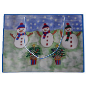 Drei Weihnachtsschneemänner Große Geschenktüte (Vorderseite)