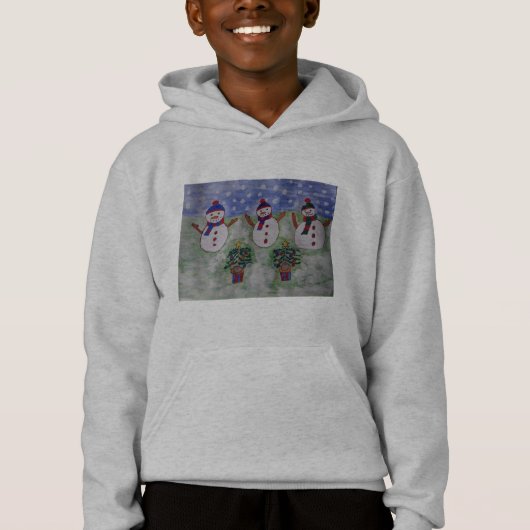 Drei Weihnachtsschneemänner Hoodie (Vorderseite)