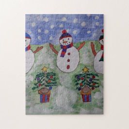 Drei Weihnachtsschneemänner Jigsaw Puzzle