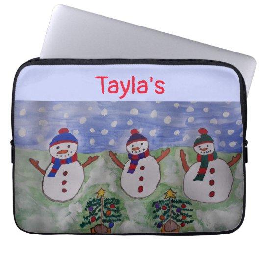 Drei Weihnachtsschneemänner Laptop-Sleeve Laptopschutzhülle (Vorderseite)