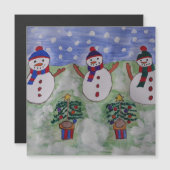Drei Weihnachtsschneemänner Magnetkarte (Vorne/Hinten)