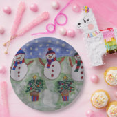 Drei Weihnachtsschneemänner Pappteller (Party)