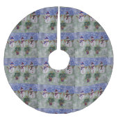 Drei Weihnachtsschneemänner Polyester Weihnachtsbaumdecke (Vorderseite)