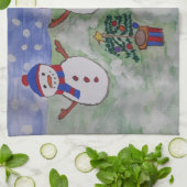 Drei Weihnachtsschneemänner Teetuch Geschirrtuch (Gefaltet)