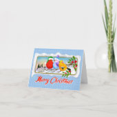 Drei Weihnachtsschwangvögel auf dem Zweig Holly Feiertagskarte (Vorderseite)