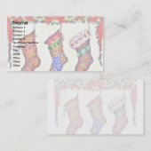 Drei Weihnachtssocken, die vom Kamin für hängen Visitenkarte (Vorne/Hinten)