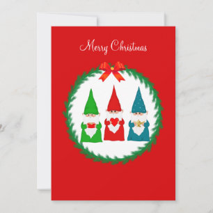 Drei Weihnachtszwerge auf Rot