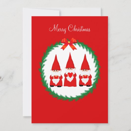 Drei Weihnachtszwerge auf Rot (Vorderseite)