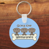 Drei Weimaraner Schlüsselanhänger (Vorderseite)