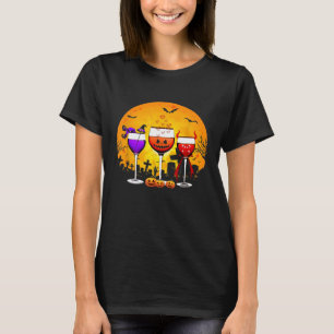 Drei Weingläser Halloween-Shirt Lustiger Kürbis H T-Shirt