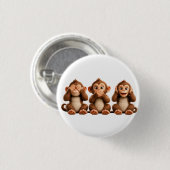 Drei Weise Affen Button (Vorne & Hinten)