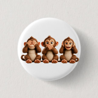 Drei Weise Affen Button