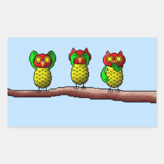 Drei weise Eule, hören, sehen und sprechen kein Bö Rechteckiger Aufkleber