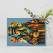 Drei Weise Männer Abstrakte Weihnachtskunst Einladung (Stehend Vorderseite)