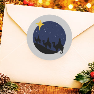 Drei Weise Männer Bethlehem Stern Klassischer Rund Runder Aufkleber