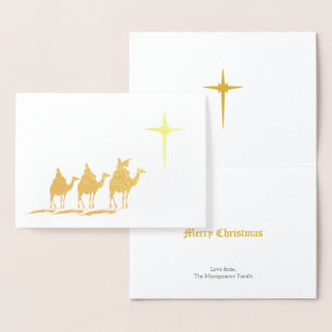 Drei Weise Männer mit Weihnachtsstern Gold Folienkarte