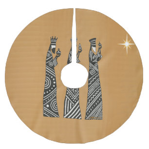 Drei Weise Männer Schwarz-Weiß-Weihnachtsgeburt Polyester Weihnachtsbaumdecke