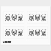 Drei weise Schädel, sehen, hören, sprechen kein Bö Rechteckiger Aufkleber (Blatt)