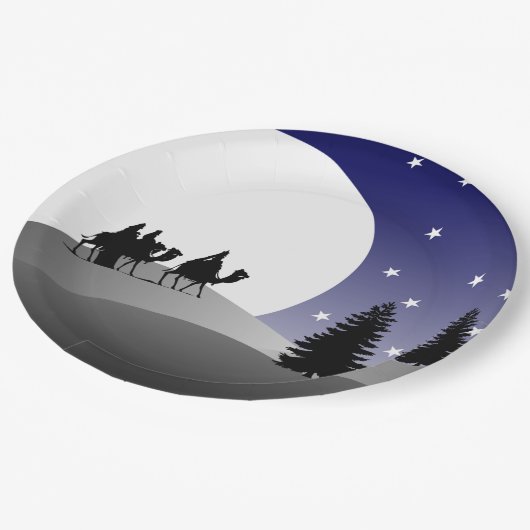 Drei Weisen Grafische Weihnachten Pappteller (Schrägansicht)