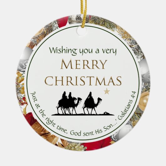 Drei Weisen | Schrift | MERRY CHRISTMAS Keramik Ornament (Vorne)