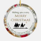 Drei Weisen | Schrift | MERRY CHRISTMAS Keramik Ornament (Hinten)