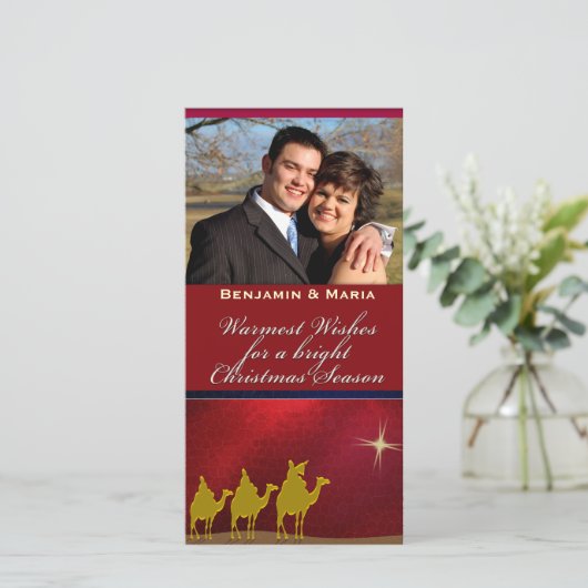 Drei Weisen Weihnachten Personalisierte Fotokarte (Stehend Vorderseite)