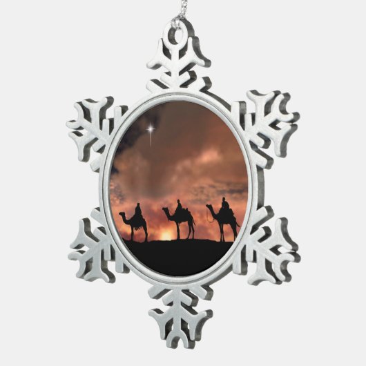 Drei Weisen Zinnschneeflocken Schneeflocken Zinn-Ornament (Rechts)