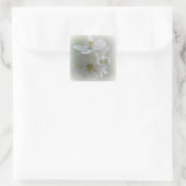 drei weiße Blume Quadratischer Aufkleber (Tasche)