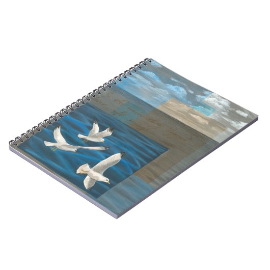 Drei weiße Möwen, die über Wasser fliegen Notizblock (Linke Seite)