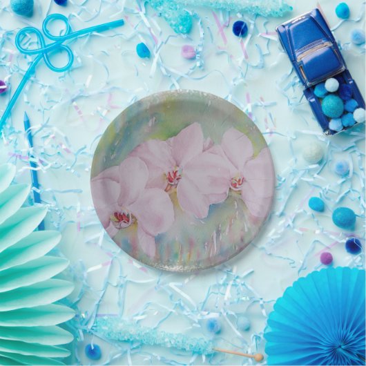 DREI WEISSE ORCHIDEN PAPIERPLATTE PAPPTELLER (Party)