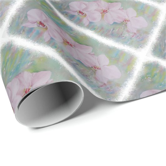 DREI WEISSE ORCHIDEN WRAPPING PAPIER GESCHENKPAPIER (Rolleneckpunkt)