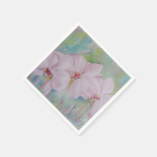DREI WEISSE ORCHIDS PAPIER NAPKIN SERVIETTE (Ecke)