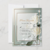 Drei weiße Rosen/Gold Trips Dankeskarte (Rückseite)