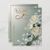 Drei weiße Rosen/Gold Trips Dankeskarte (Vorne/Hinten)