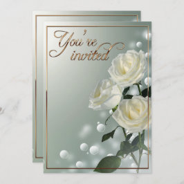 Drei weiße Rosen/Gold Trips Einladung