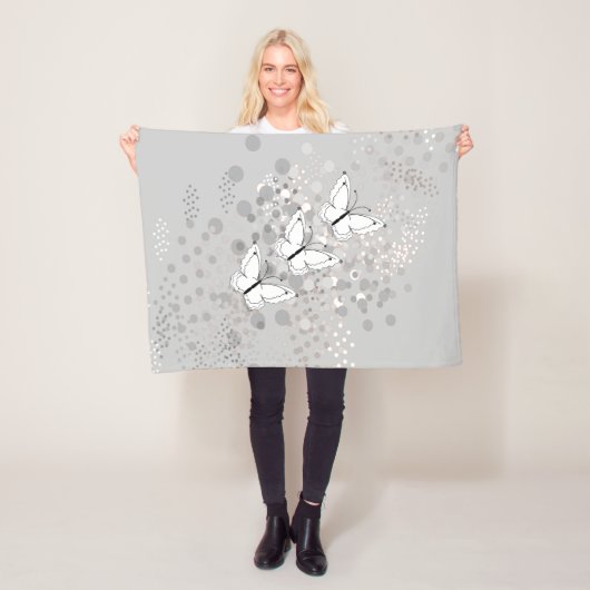 Drei weiße Schmetterlinge Fleecedecke (Beispiel)