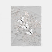 Drei weiße Schmetterlinge Fleecedecke (Vorderseite)