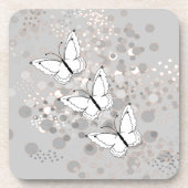 Drei weiße Schmetterlinge Getränkeuntersetzer (Vorderseite)