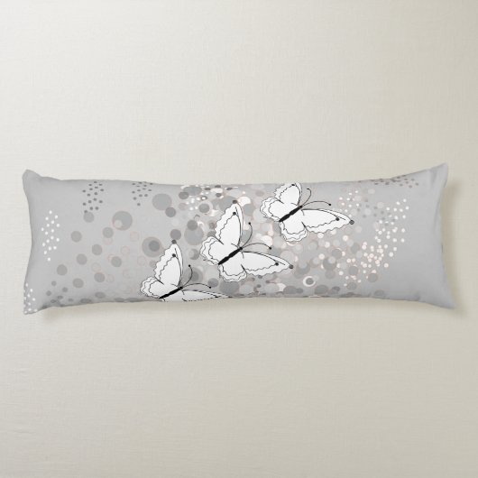 Drei weiße Schmetterlinge Seitenschläferkissen (Rückseite)