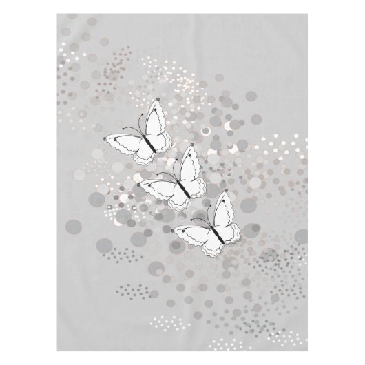 Drei weiße Schmetterlinge Tischdecke (Vorderseite)