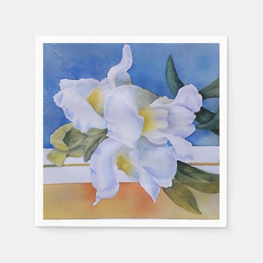 DREI WEISSE SNAPDRAGONS PAPIER NAPKIN SERVIETTE (Vorderseite)