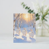 Drei weiße Winterkaninchen Postkarte (Stehend Vorderseite)