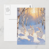 Drei weiße Winterkaninchen Postkarte (Vorne/Hinten)