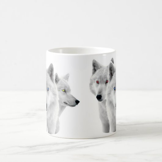 Drei weiße Wölfe Kaffeetasse (Mittel)