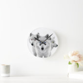 Drei weiße Wölfe Runde Wanduhr (Zuhause)