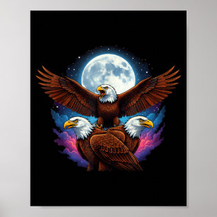 Drei Weißkopfseeadler Mond Meme lustiger Vogellieb Poster