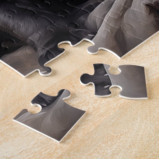 Drei Welpen mit schwarzem Mops Puzzle (Seite)