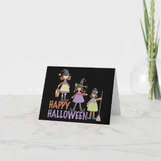 Drei wenig Hexe-Halloween-Spaß Karte